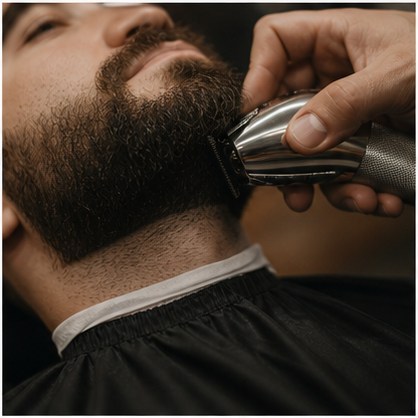 Perfilado de barba en barbería